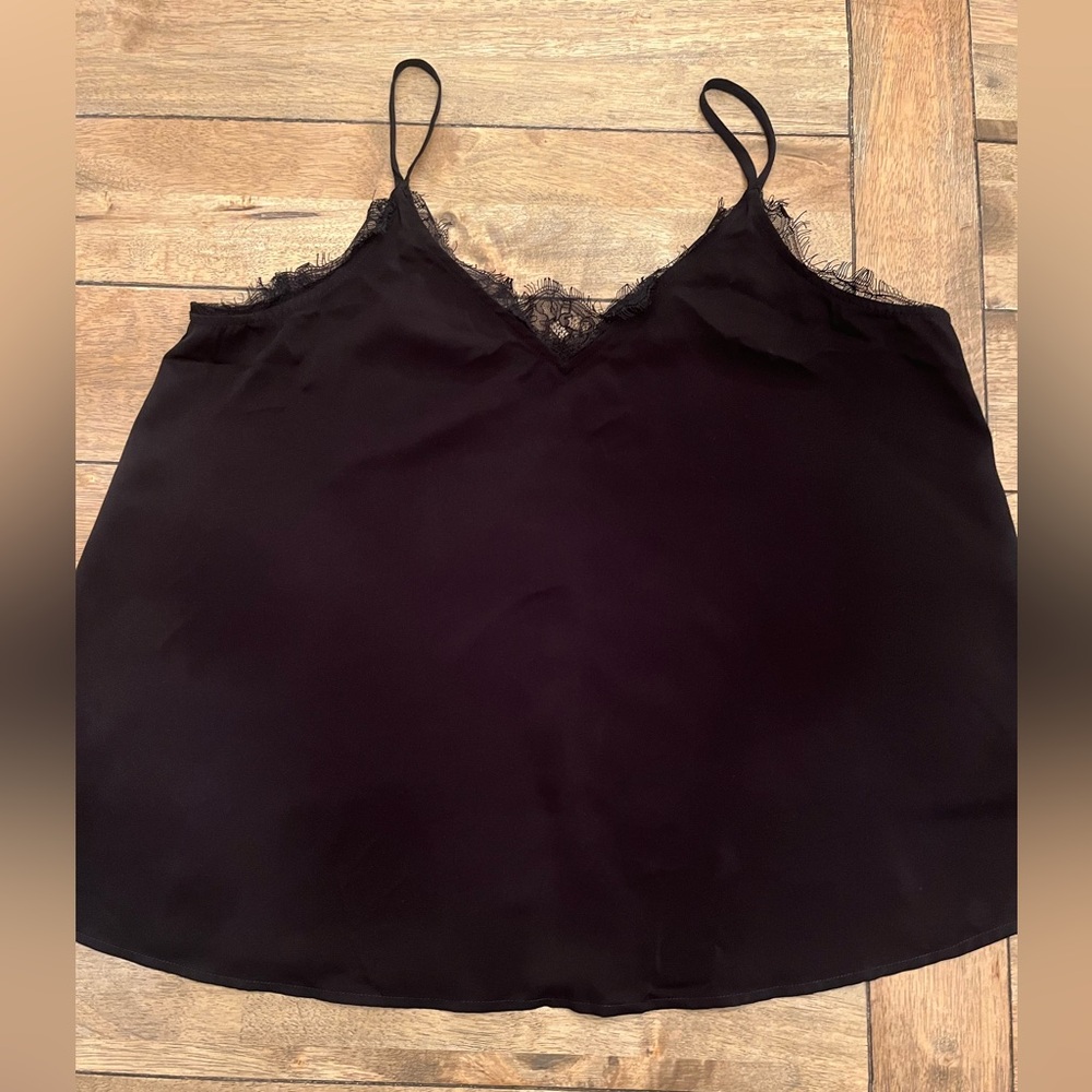 Black Lace Trim Satin Cami size Large
